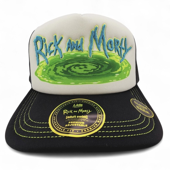 Rick & Morty Portal Foam Trucker Hat Adult Adjustable Snapback Glows in Dark NEW - Picture 1 of 15